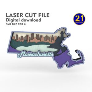 Massachusetts Laser Cut State Map File - Layered SVG DXF