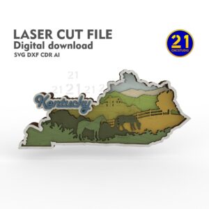 Kentucky 3D Layered Map SVG - Laser Cut File Wall Art DIY