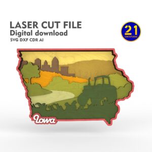 Iowa 3D Layered Farm Landscape SVG DXF Laser Cut File