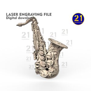 Ornate Saxophone Laser Engraving Design SVG | Music Decor