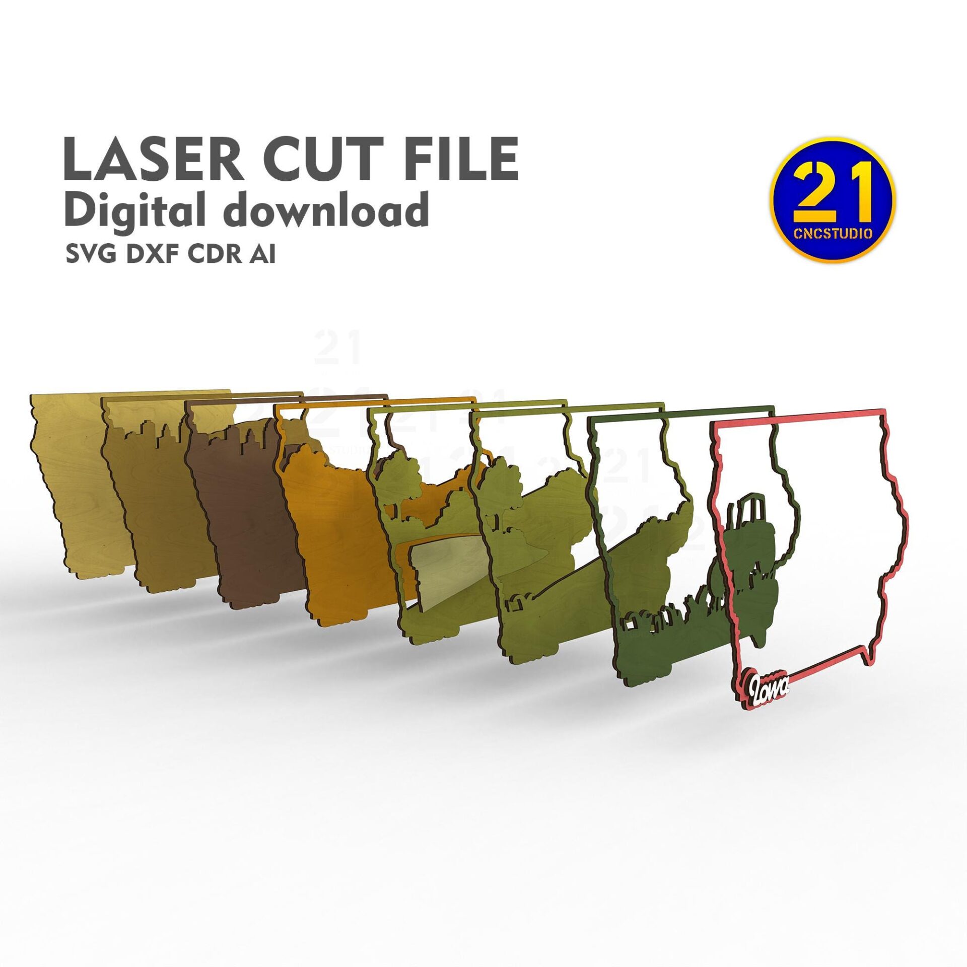 Iowa 3D Layered Farm Landscape SVG DXF Laser Cut File - Image 10