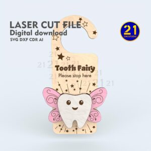 3D Tooth Fairy Door Hanger Laser Cut File - SVG DXF CDR