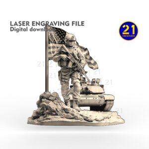 American Soldier 3D Laser Engraving Design File