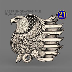Patriotic Eagle USA Flag Laser Engraving Design SVG PNG