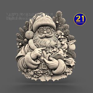Santa Claus 3D Laser Engraving File - Christmas Decor SVG/PNG