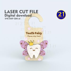 3D Tooth Fairy Door Hanger Laser Cut File - SVG DXF CDR
