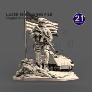 American Soldier Flag Tank Laser Engraving File | Digital