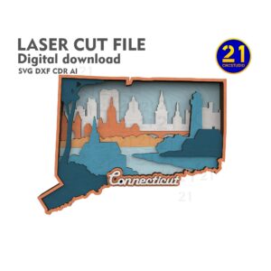 Connecticut 7-Layer 3D State Map SVG for Laser Cutters