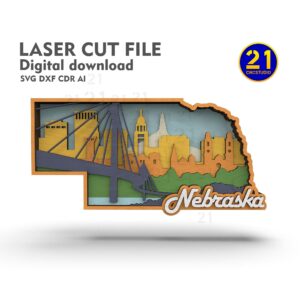 Nebraska 7-Layer Laser Cut File | 3D State Map SVG for Glowforge