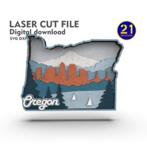 Oregon 3D Layered Map SVG - Laser Cut File for Glowforge xTool