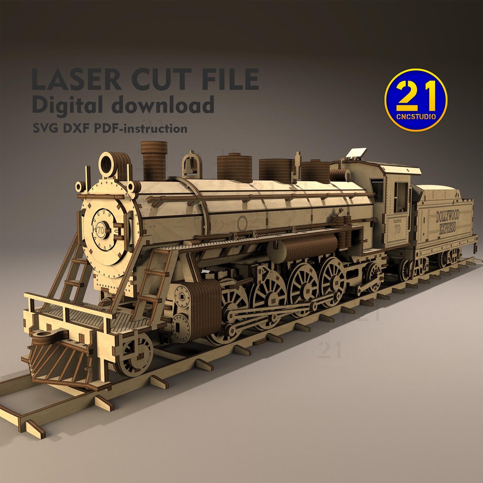 Dollywood Express No. 70 Laser Cut 3D Steam Train Model SVG DXF - Image 5