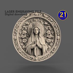 3D Virgin Mary Laser Engraving File | Religious Art SVG PNG
