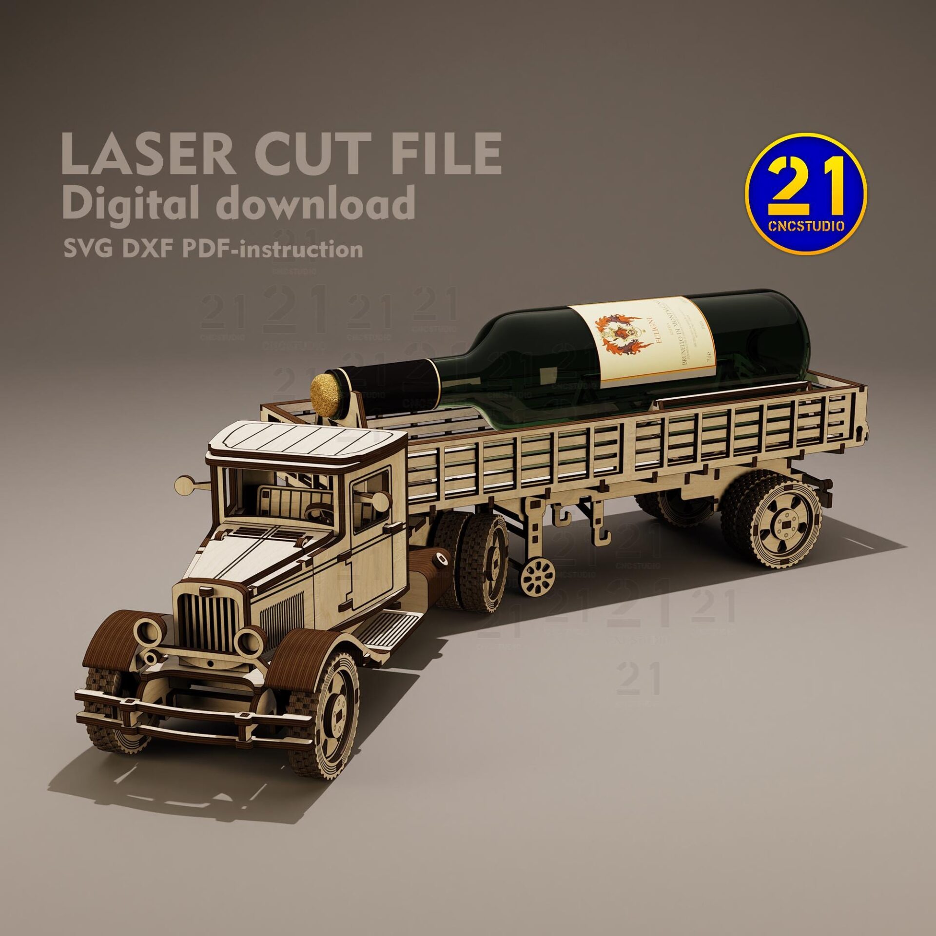 3D Vintage Truck Laser Cut File for DIY Projects SVG DXF