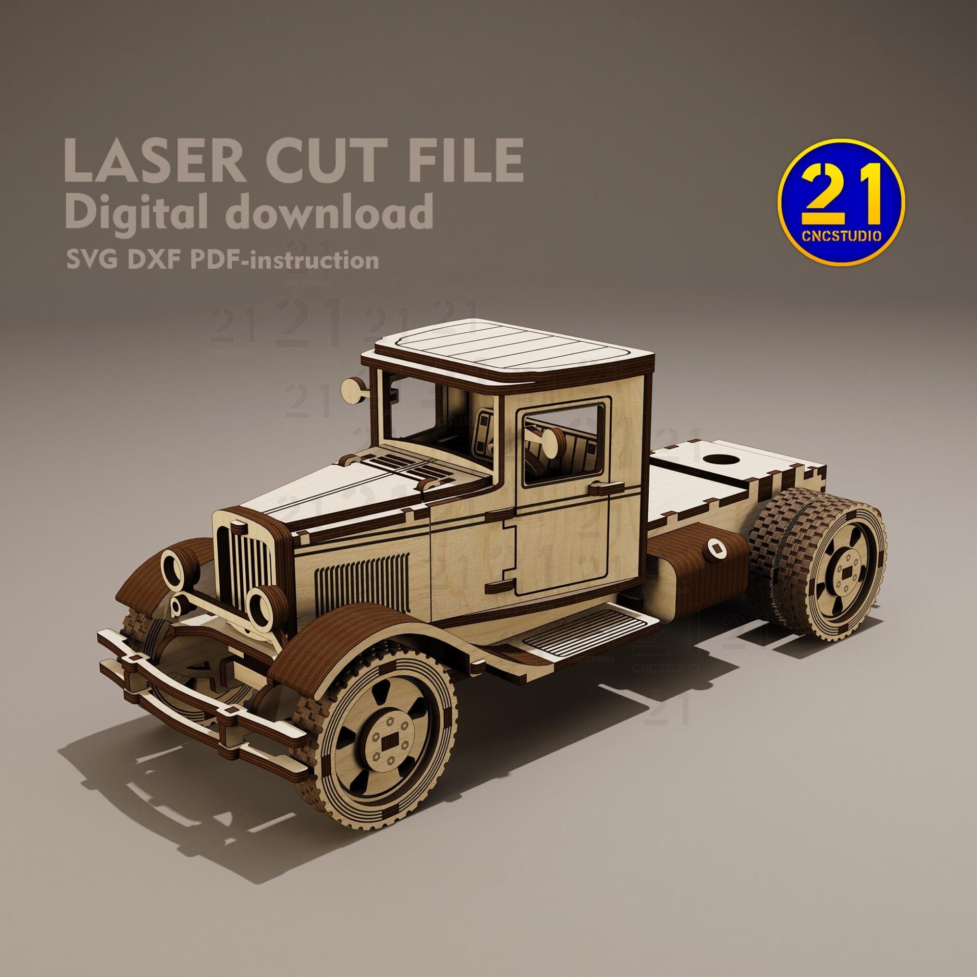 3D Vintage Truck Laser Cut File for DIY Projects SVG DXF - Image 6