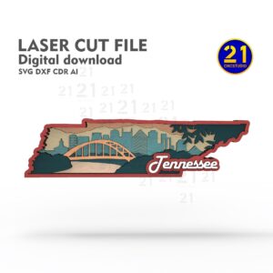 Tennessee 3D Layered Map SVG - Laser Cut File for Glowforge