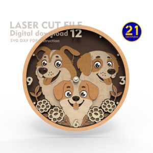 Dog Clock Laser Cut File SVG DXF - Digital Download