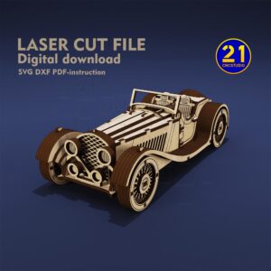 Vintage Roadster 3D Laser Cut File - Classic Car Model SVG DXF