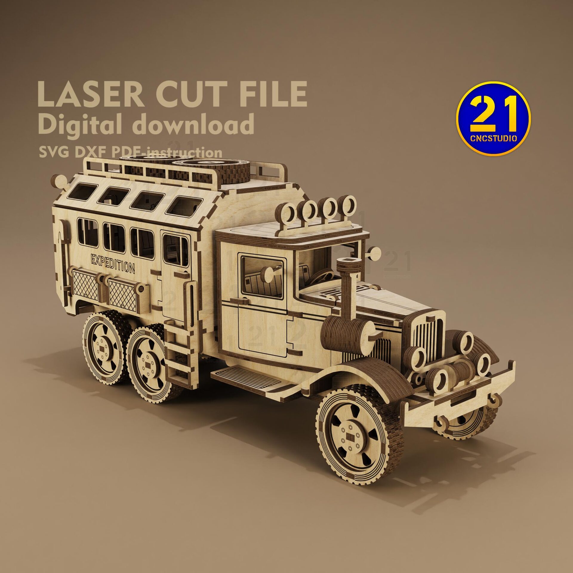Expedition Truck 3D Laser Cut File | Digital Kit SVG DXF - Image 6