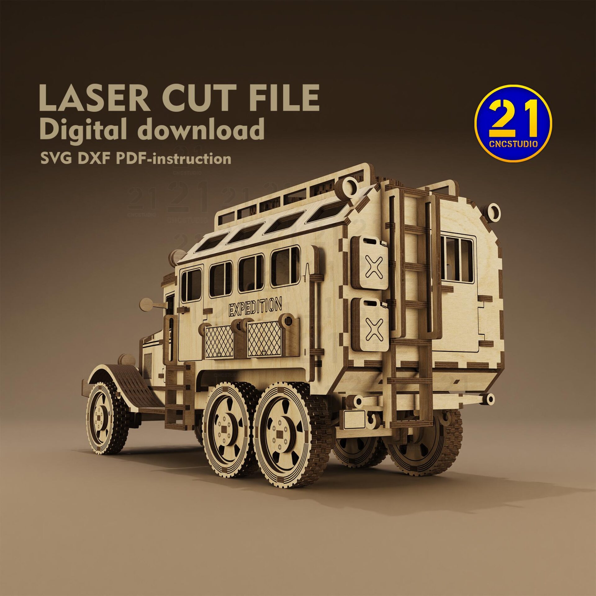 Expedition Truck 3D Laser Cut File | Digital Kit SVG DXF - Image 2