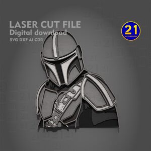 Mandalorian 3D Multilayer Laser Cut File SVG DXF | 5 Layers