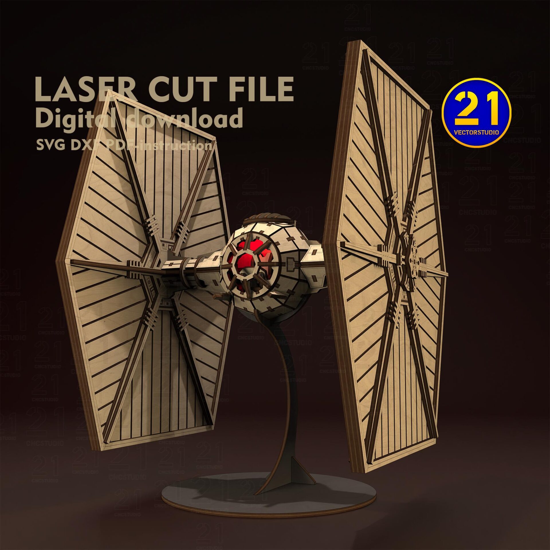 Galaxy Fighter 3D Laser Cut File | Wooden Spaceship Model SVG DXF - Image 6