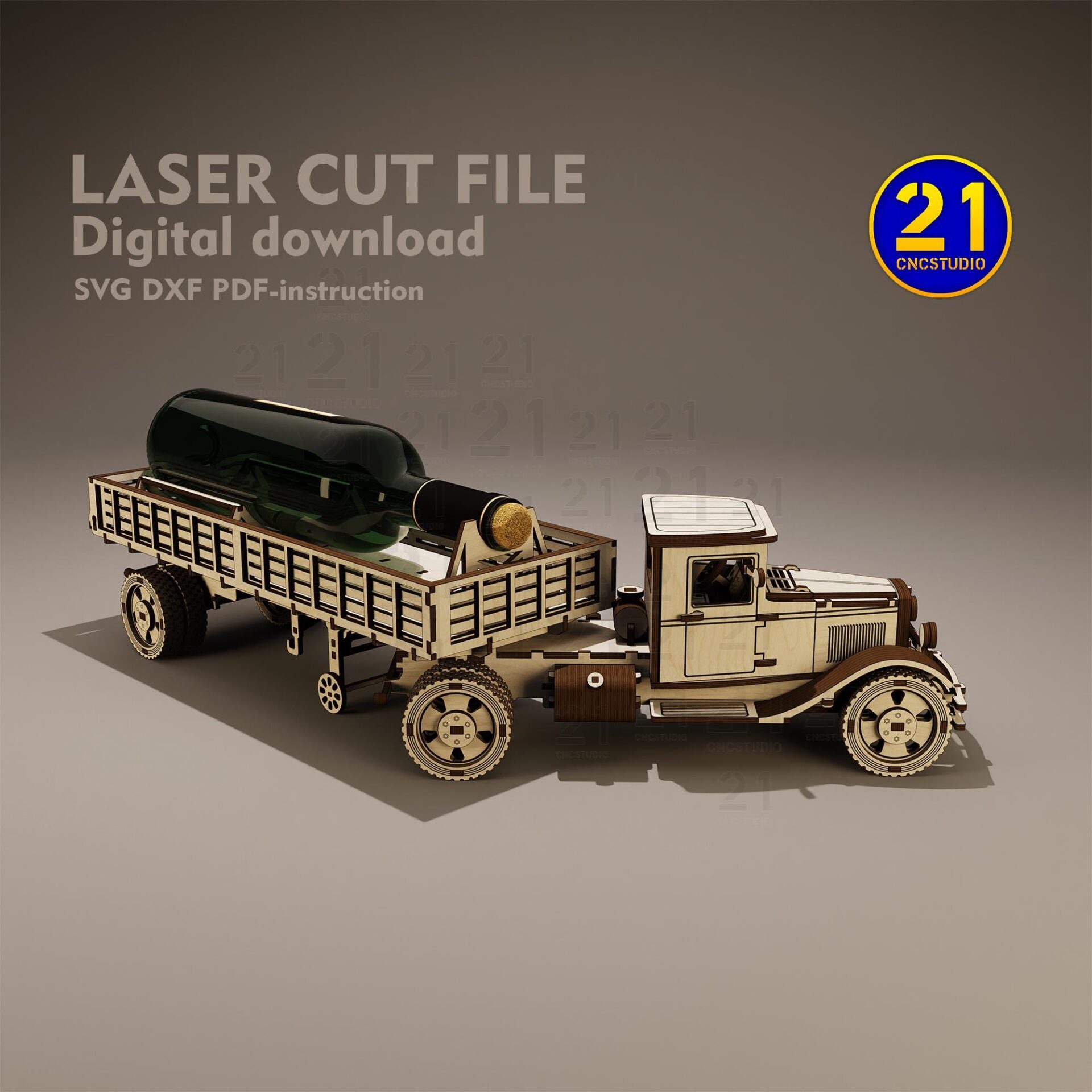 3D Vintage Truck Laser Cut File for DIY Projects SVG DXF - Image 3