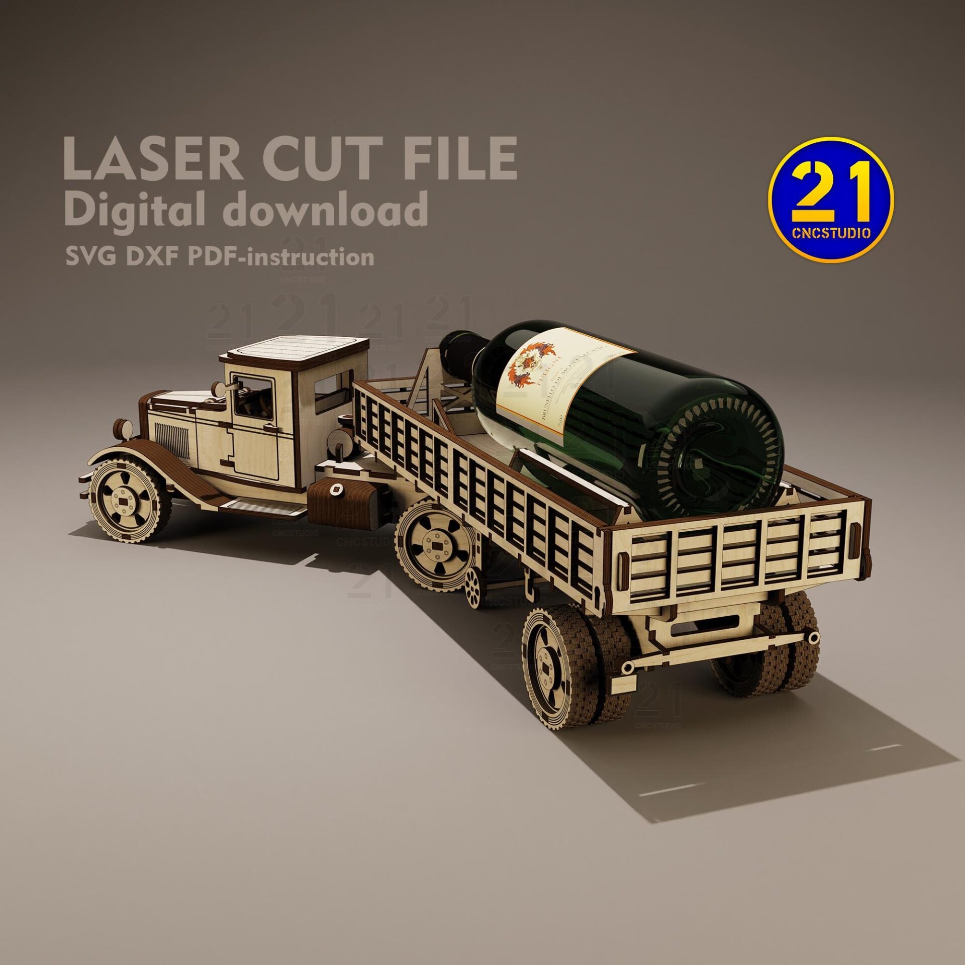 3D Vintage Truck Laser Cut File for DIY Projects SVG DXF - Image 2