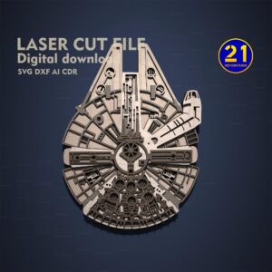 Space Falcon Multilayer Laser Cut File | Sci-Fi Wall Art SVG