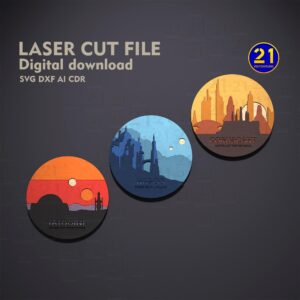 Star Wars Planet Set SVG Files | Naboo, Coruscant, Tatooine