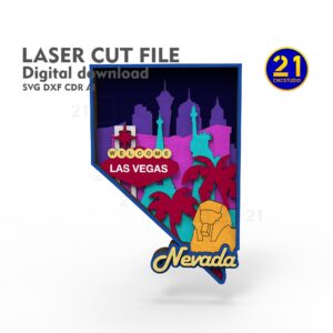 Nevada State Map SVG | 7-Layer 3D Laser Cut File Glowforge