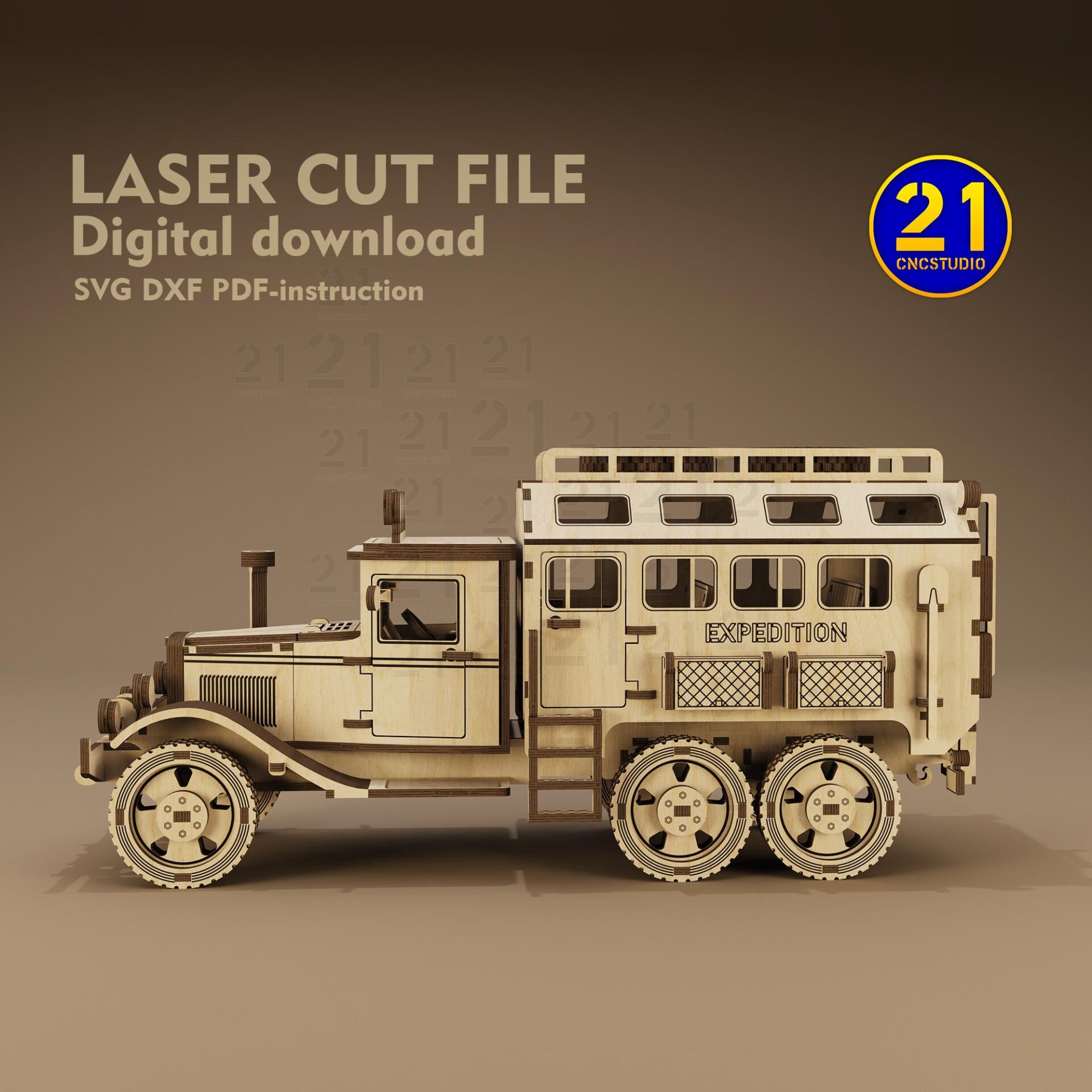 Expedition Truck 3D Laser Cut File | Digital Kit SVG DXF - Image 5