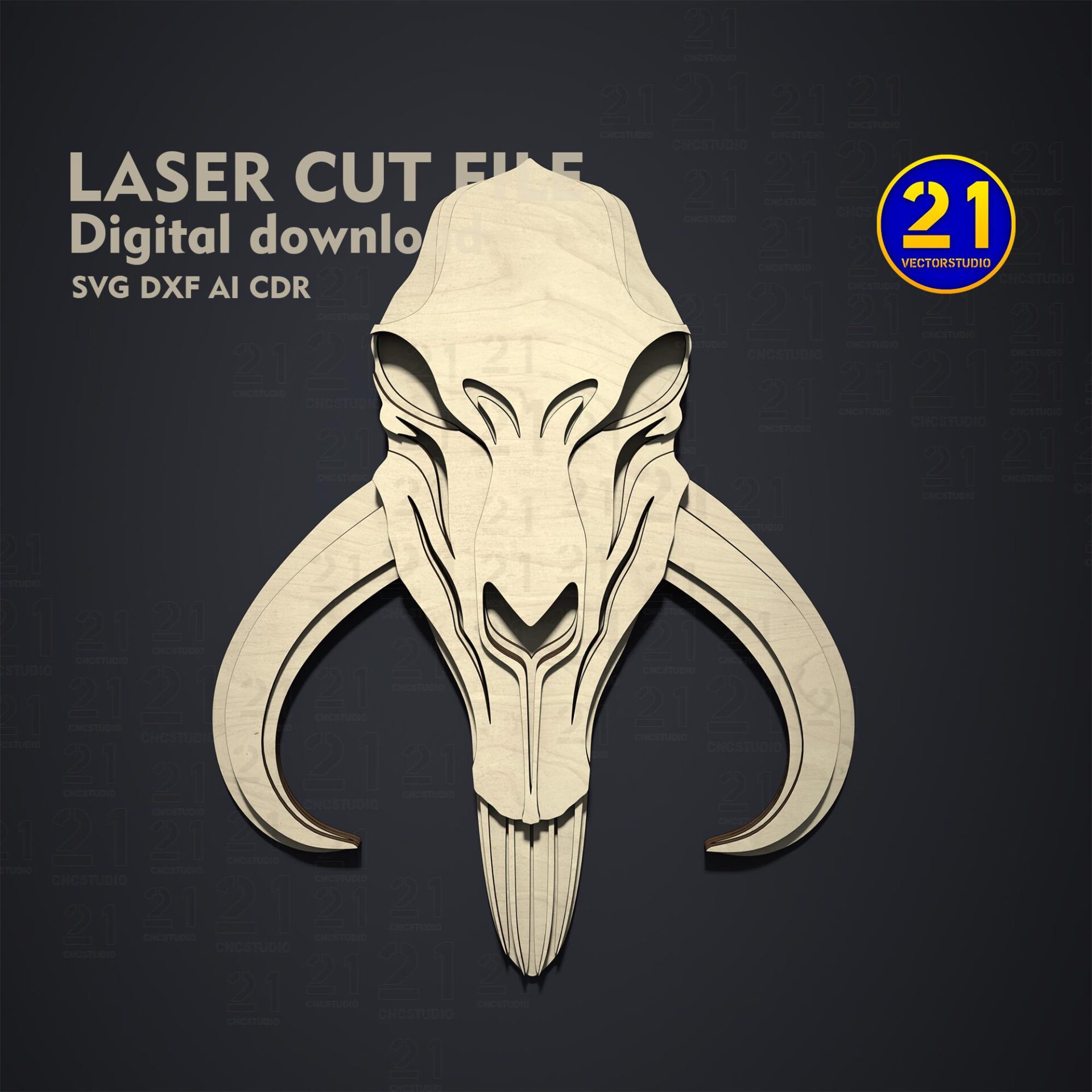 Mythosaur Skull Multilayer Laser Cut File - SVG DXF Design - Image 3