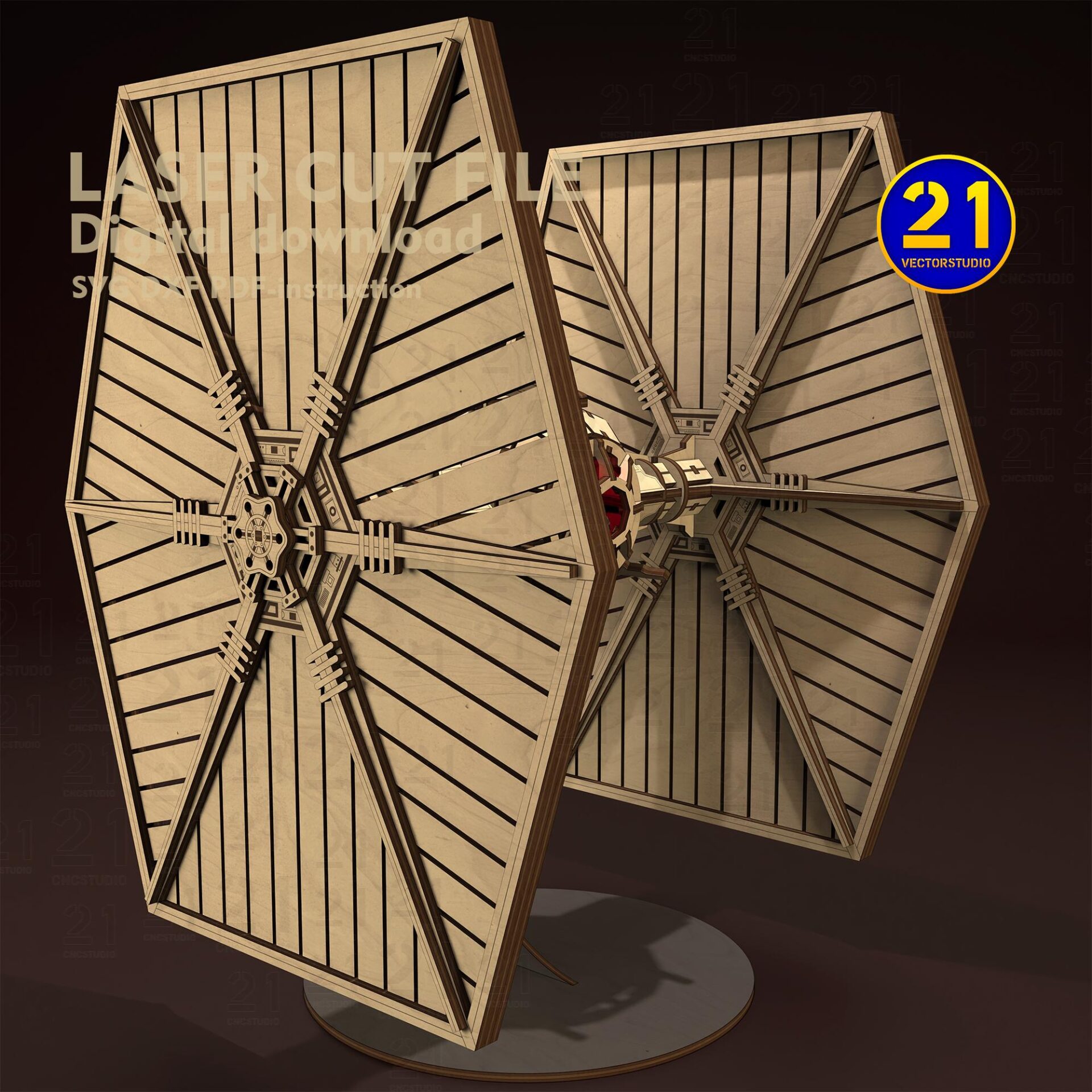 Galaxy Fighter 3D Laser Cut File | Wooden Spaceship Model SVG DXF - Image 4
