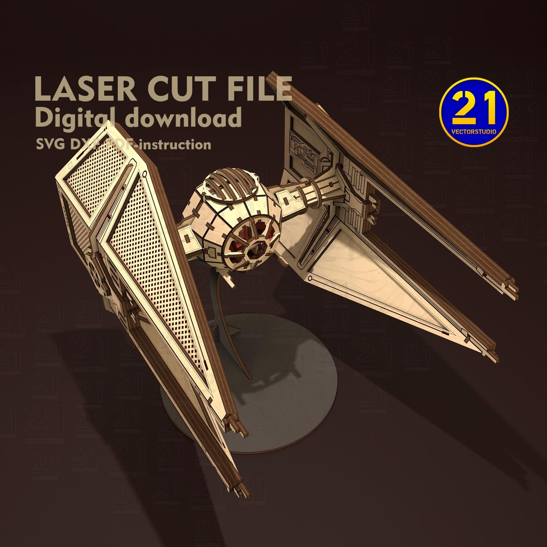 Galaxy Interceptor 3D Laser Cut Starfighter Model SVG DXF - Image 6