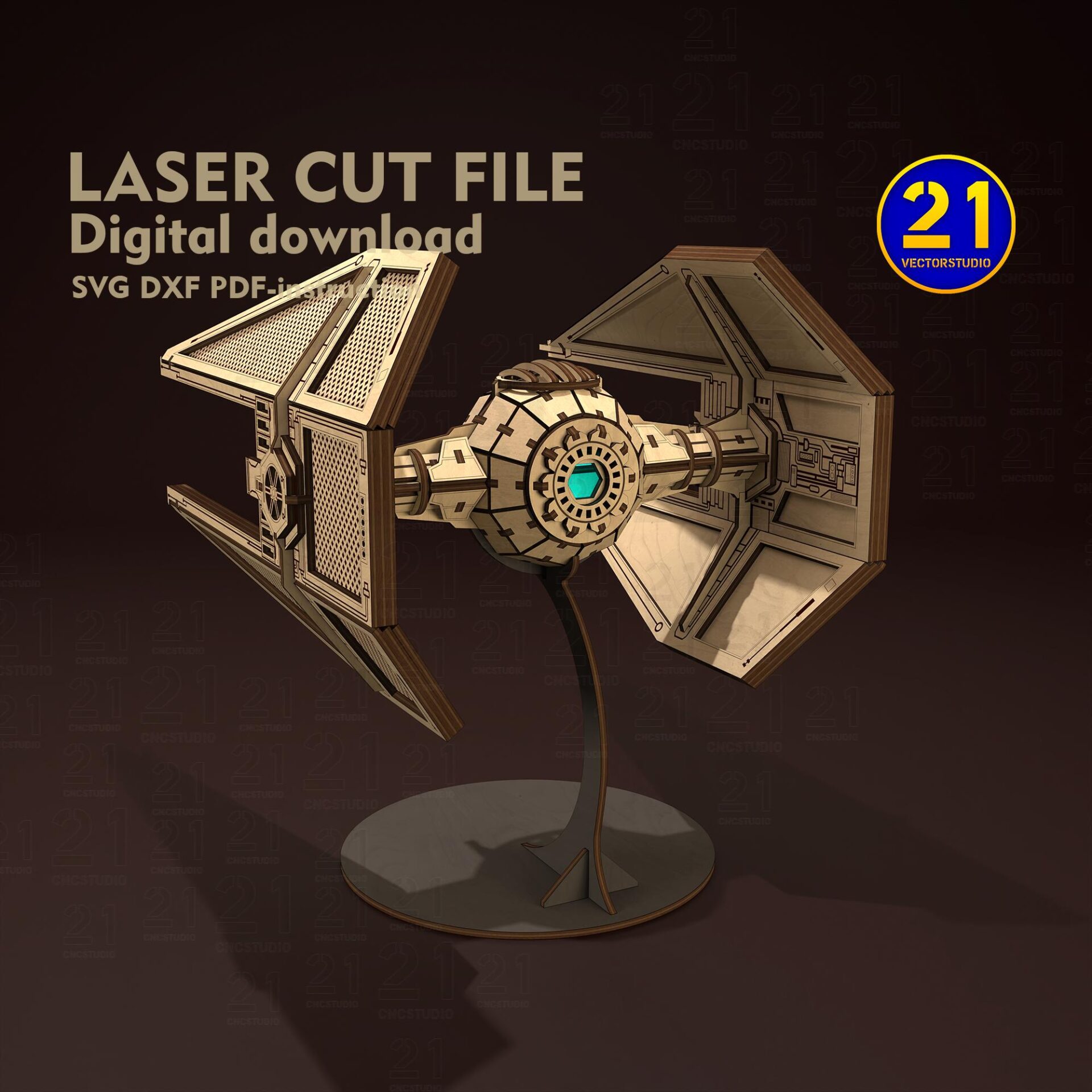 Galaxy Interceptor 3D Laser Cut Starfighter Model SVG DXF - Image 4