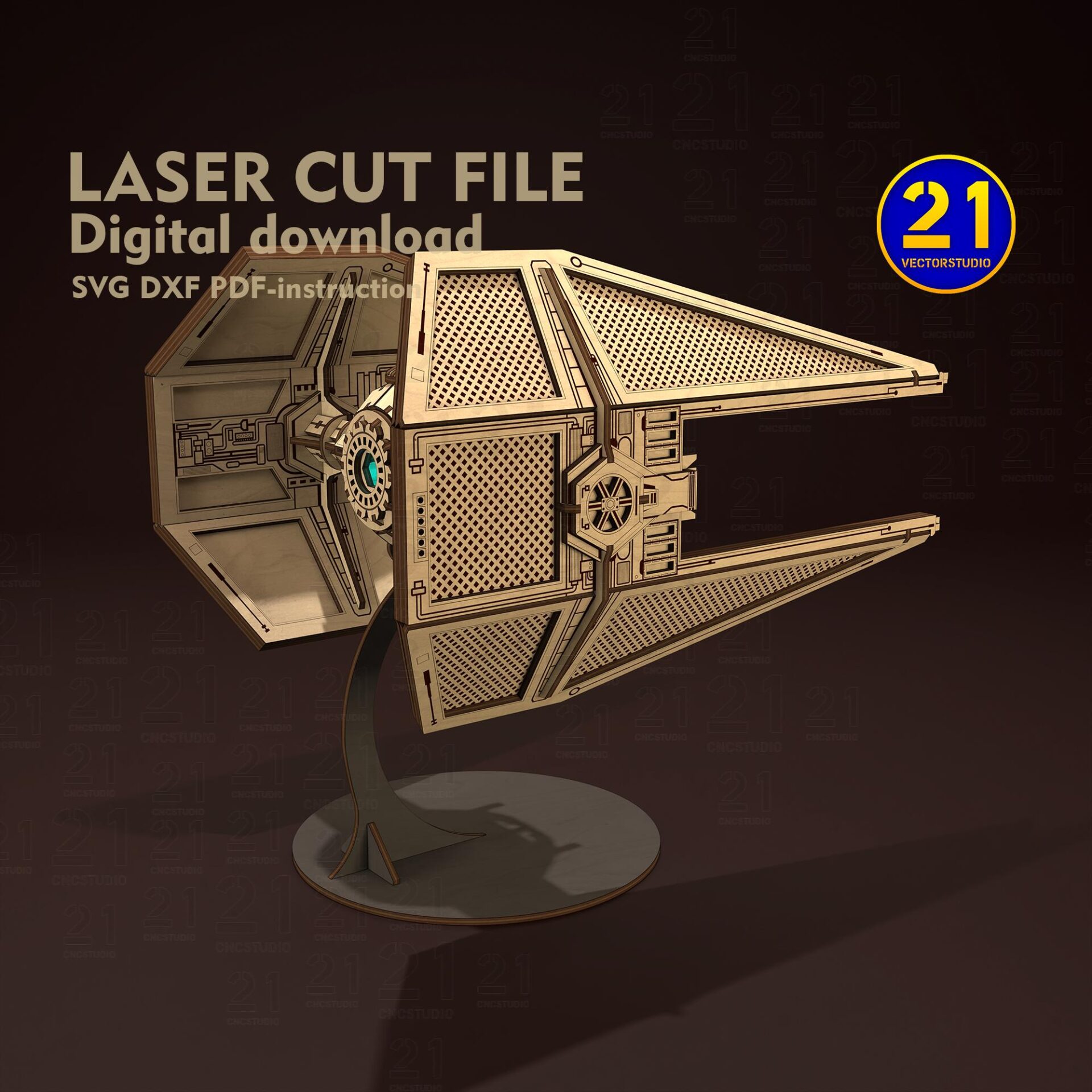 Galaxy Interceptor 3D Laser Cut Starfighter Model SVG DXF - Image 5