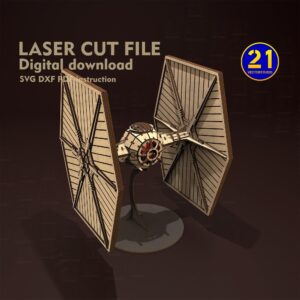Galaxy Fighter 3D Laser Cut File | Wooden Spaceship Model SVG DXF