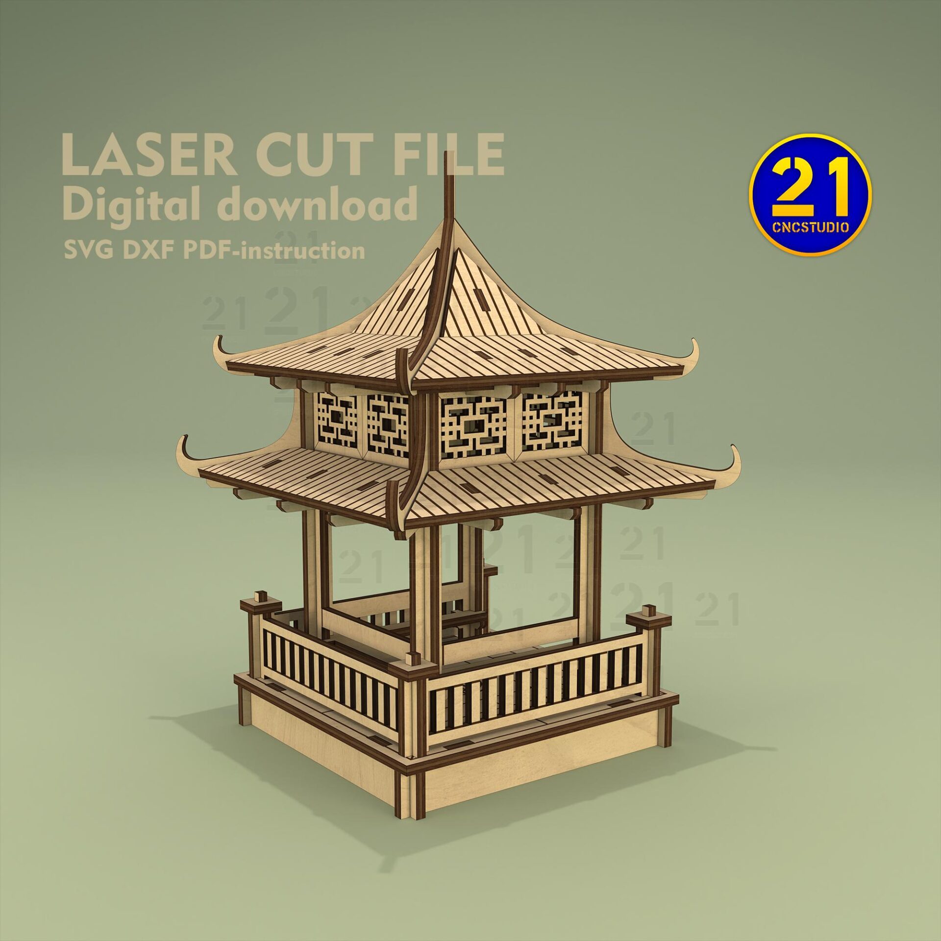 Laser Cut Asian Pagoda Terrain File - 28mm-32mm RPG Scale - Image 9
