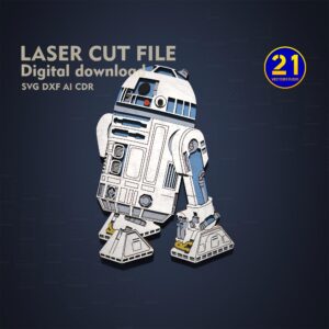 R2-D2 Layered Laser Cut File - 4-Layer Star Wars SVG DXF