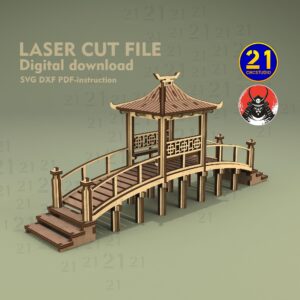 Asian Bridge & Pagoda Laser Cut File - 28/32mm RPG Terrain