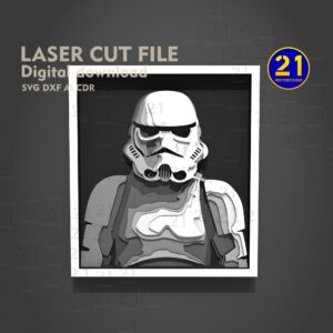 Galactic Trooper Helmet Laser Cut File - 5 Layer SVG DXF AI CDR
