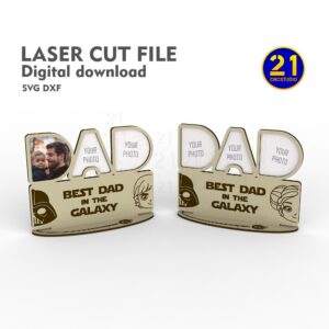 Best Dad Galaxy Photo Frame Laser Cut File SVG