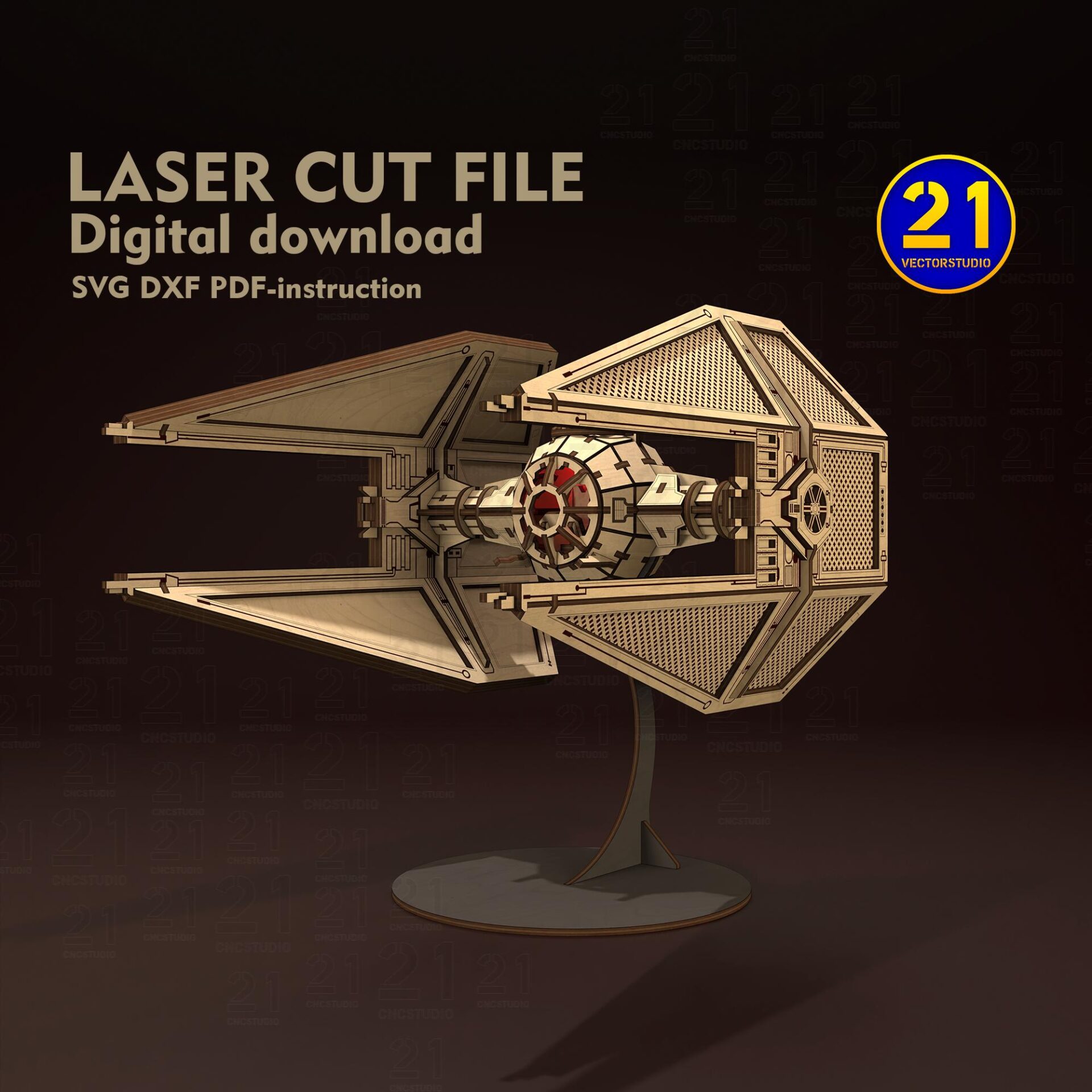 Galaxy Interceptor 3D Laser Cut Starfighter Model SVG DXF