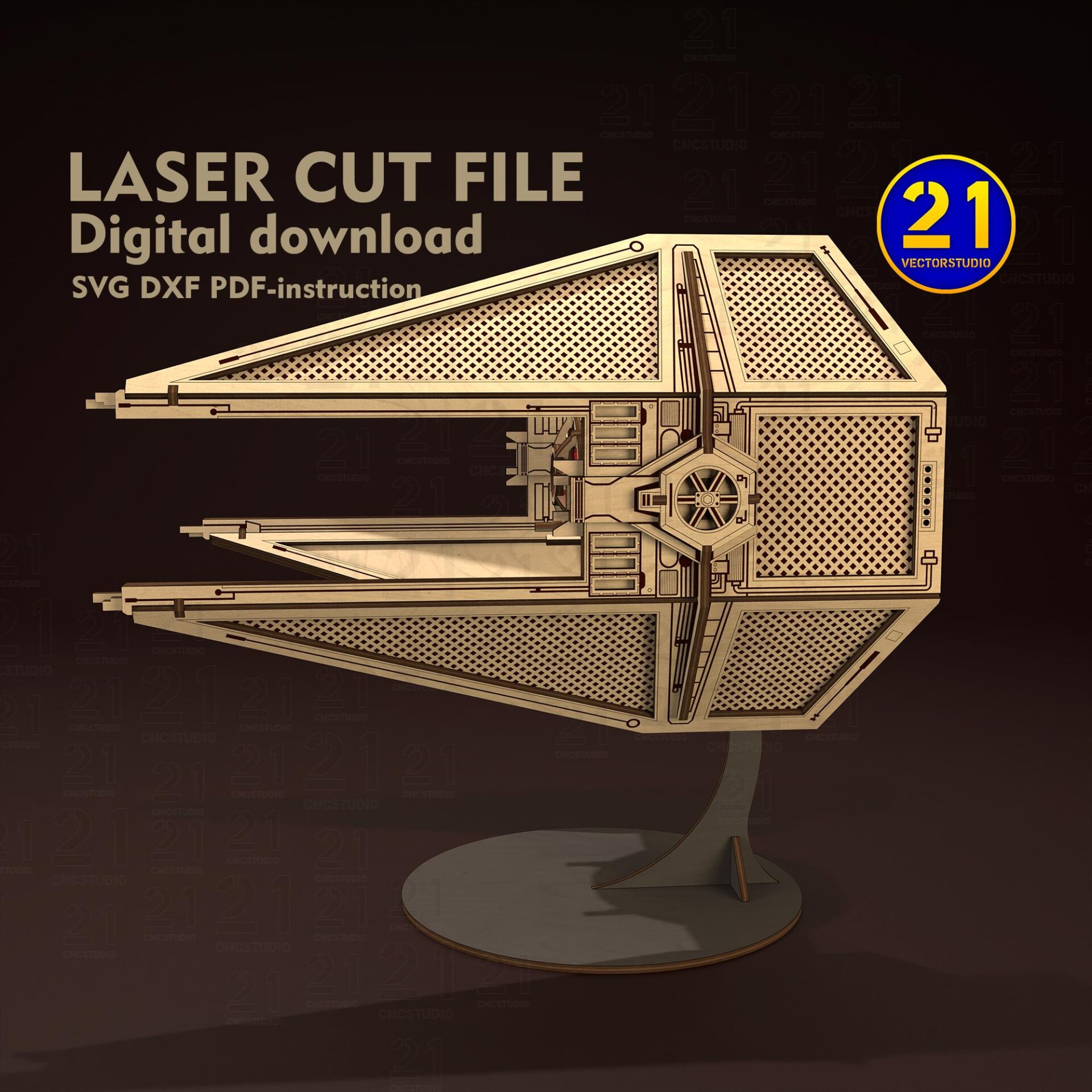 Galaxy Interceptor 3D Laser Cut Starfighter Model SVG DXF - Image 3