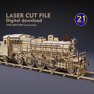 Steam Train 3D Puzzle Laser Cut File - Wood Model Kit