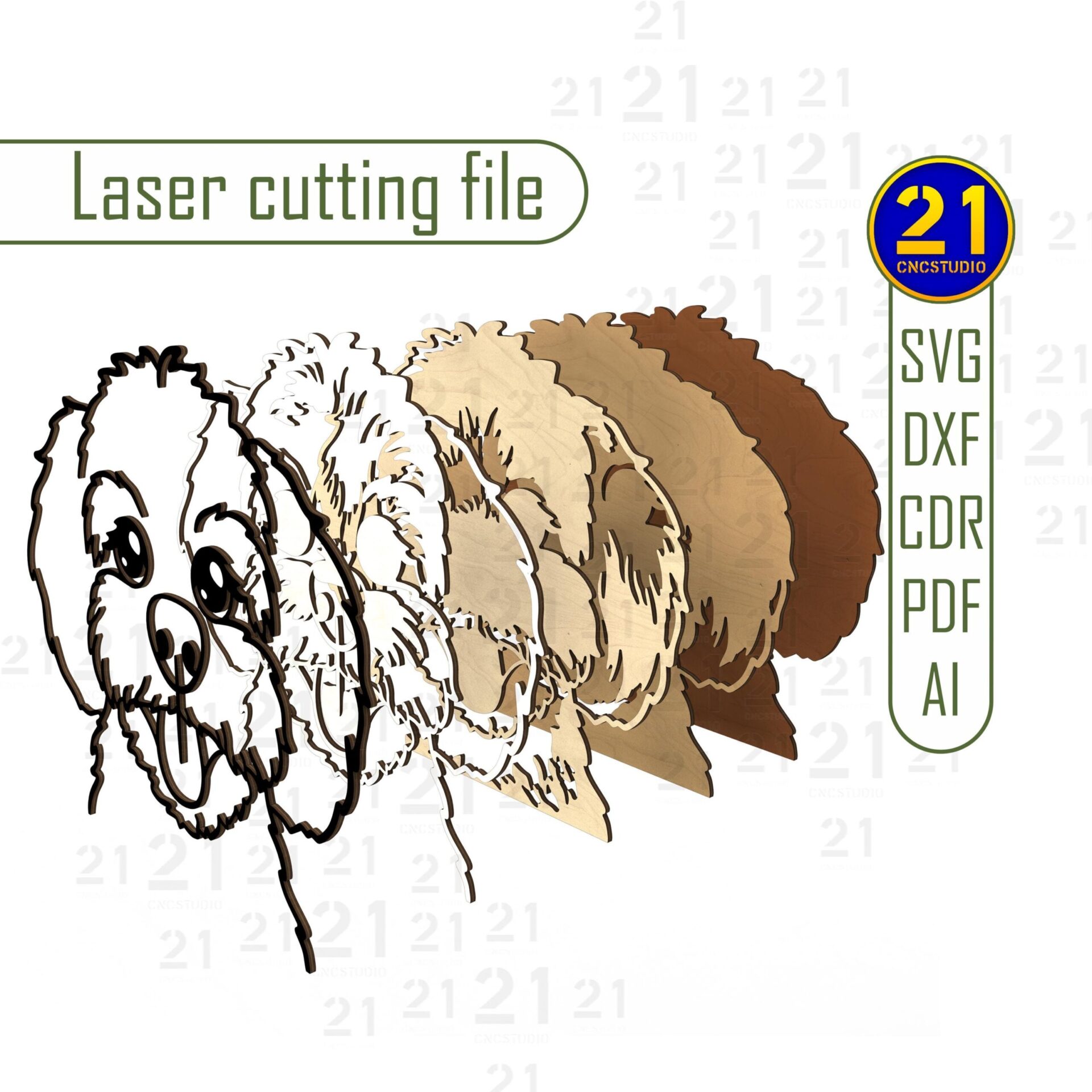 Maltipoo Dog 3D Layered Laser Cut File SVG DXF Glowforge - Image 9
