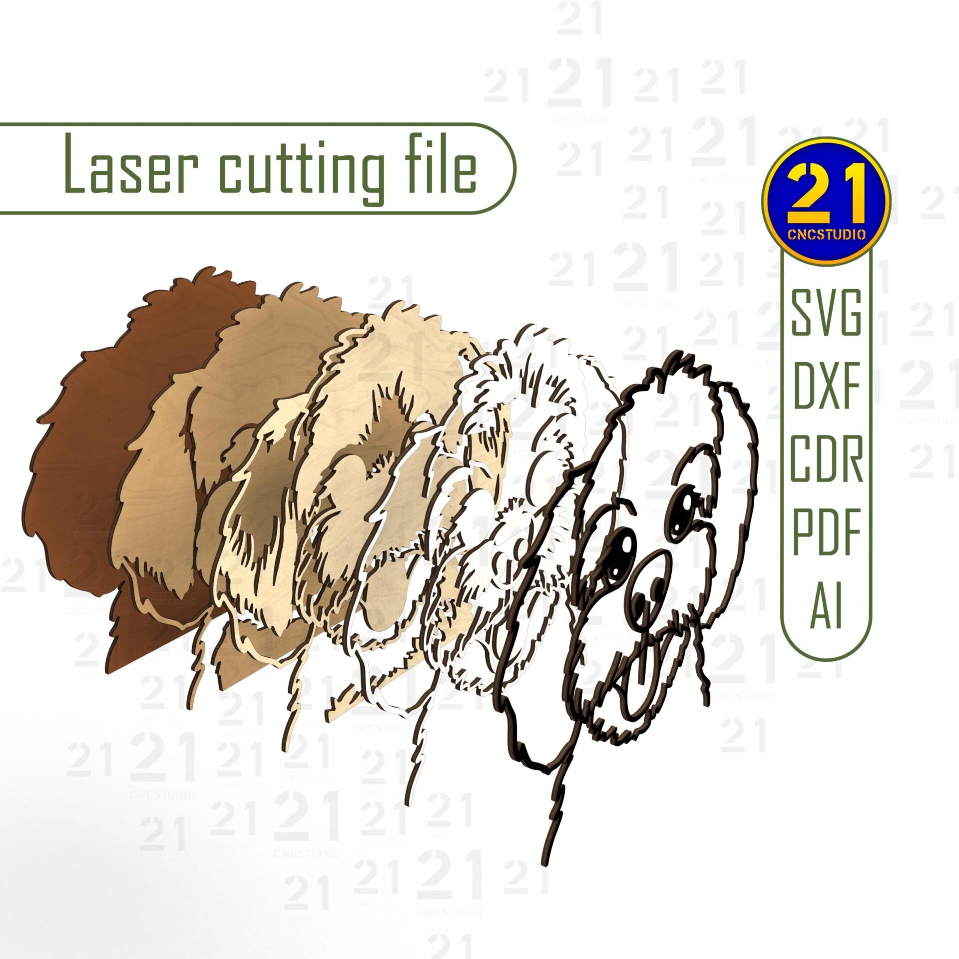 Maltipoo Dog 3D Layered Laser Cut File SVG DXF Glowforge - Image 8