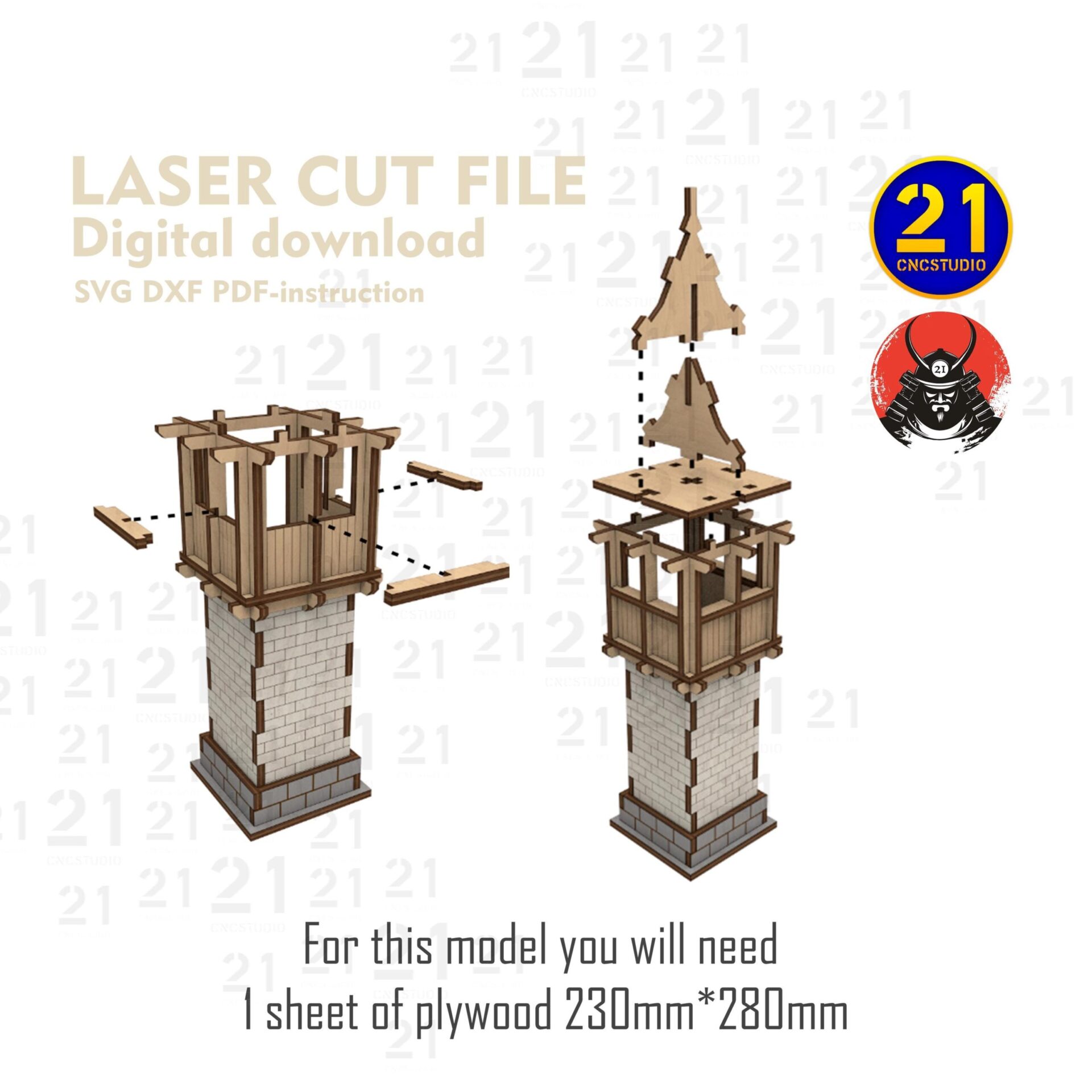 Asian Watchtower Laser Cut File | Tabletop RPG Terrain SVG - Image 2