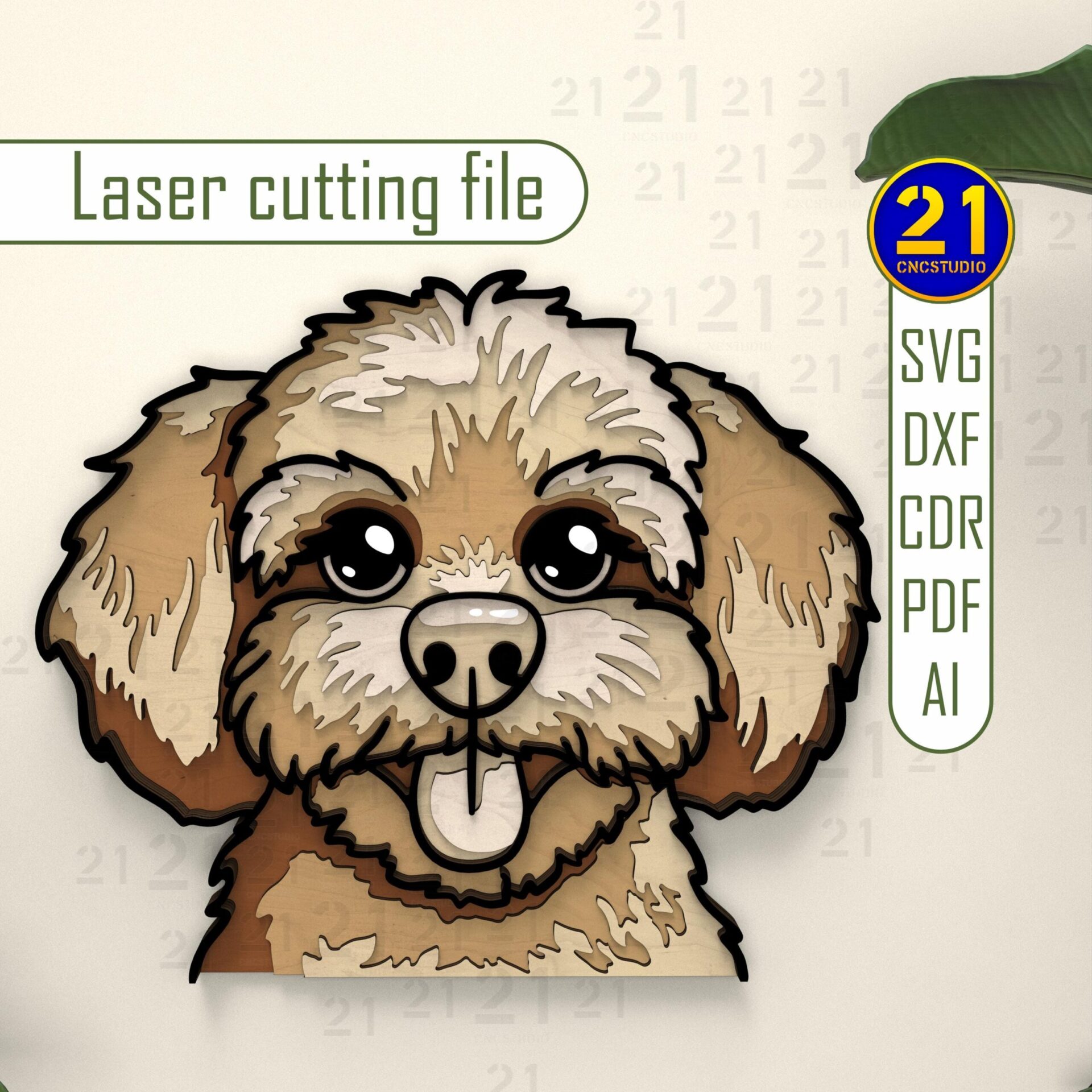 Maltipoo Dog 3D Layered Laser Cut File SVG DXF Glowforge - Image 2
