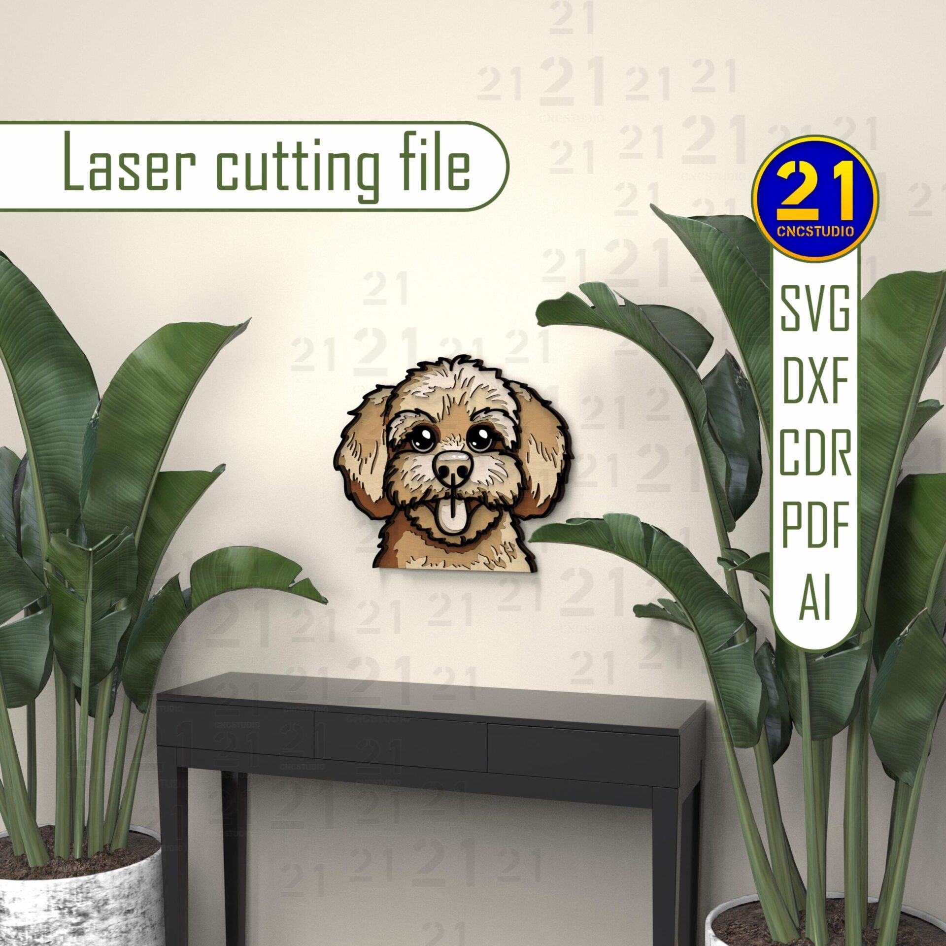 Maltipoo Dog 3D Layered Laser Cut File SVG DXF Glowforge - Image 5